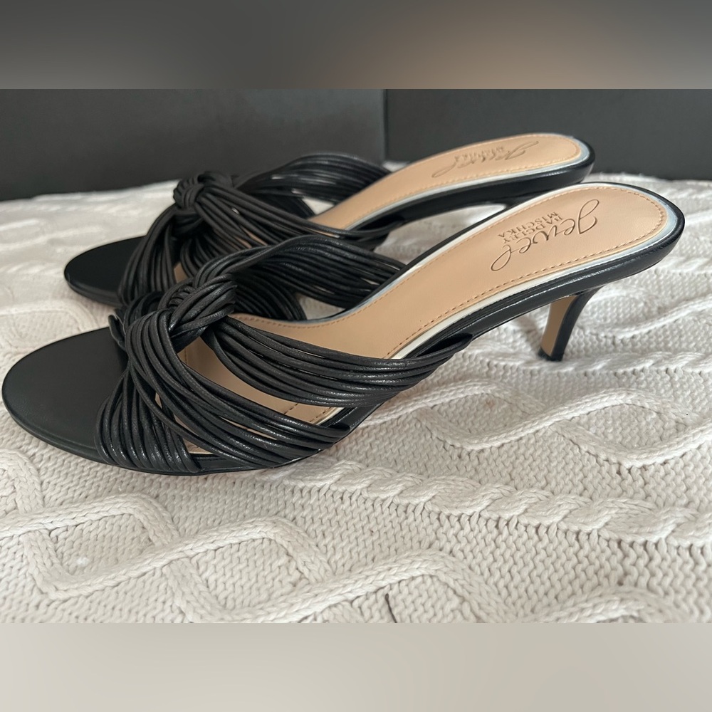 New! Jewel Badgley Mischka Black Heeled Slide Sandals Women’s Size 7.5 - Picture 6 of 14
